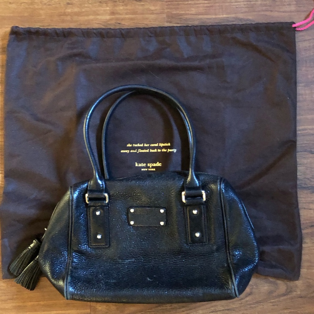 Kate Spade New York Black Metallic Leather Doctor Bag